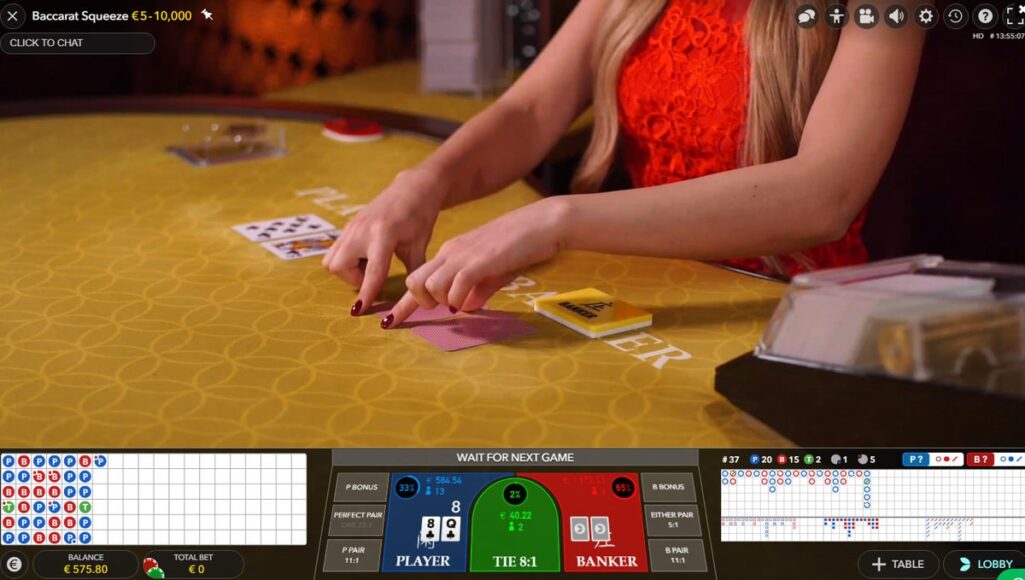 Baccarat Squeeze: uma sessão divertida com a Playtech